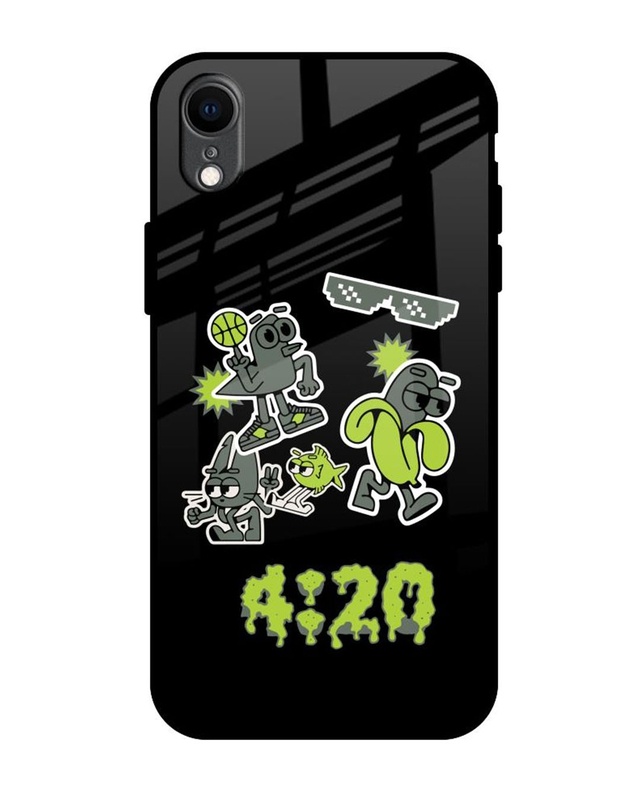 Shop 04:20 Sticker Pack Premium Glass Cover for Apple iPhone XR-Front