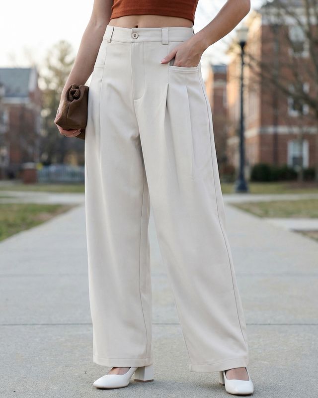 Women's Light Grey Oversized Korean Pants