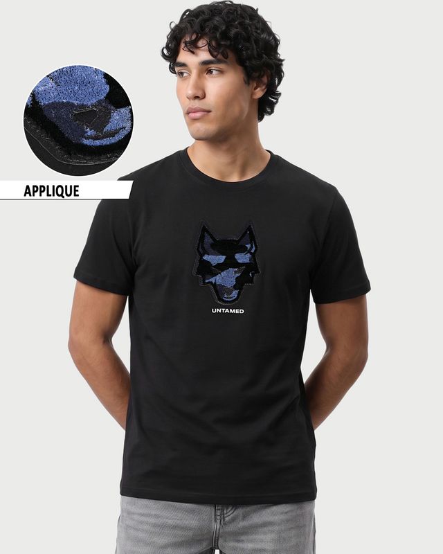 Men's Black Untamed Applique T-shirt