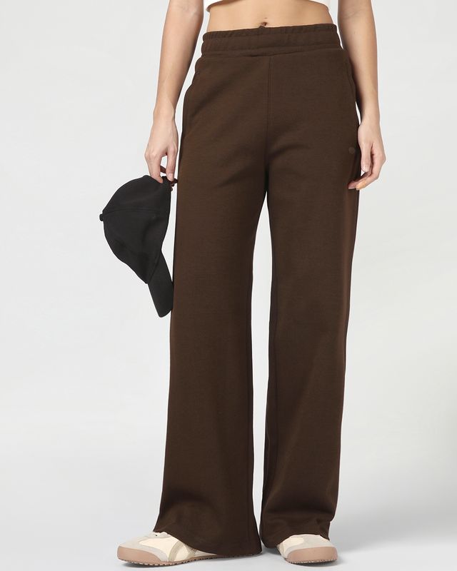 Women's Chocolate Brown Straight Fit Track Pants