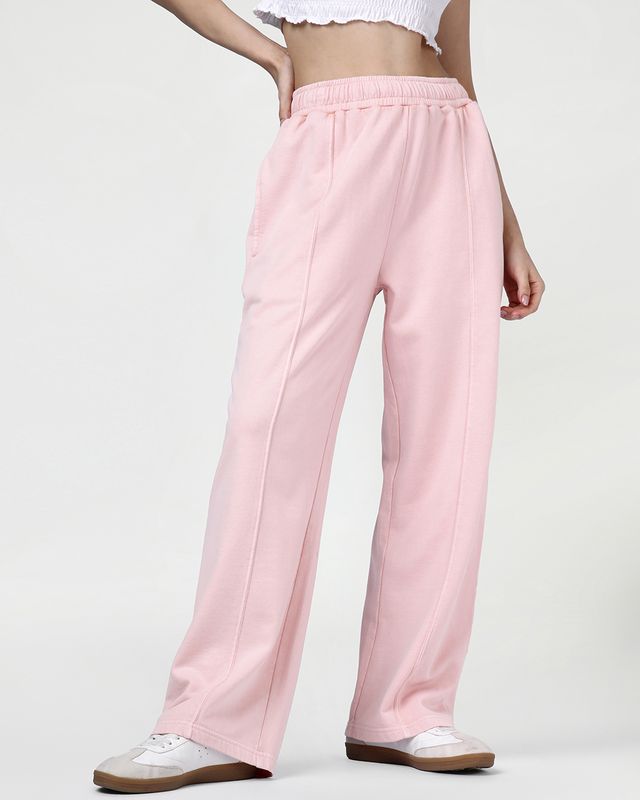 Women's Pink Acid Wash Track Pants