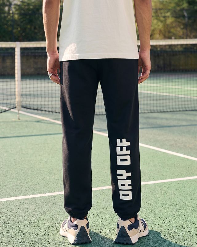 Men's Black Day Off Typography Oversized Joggers