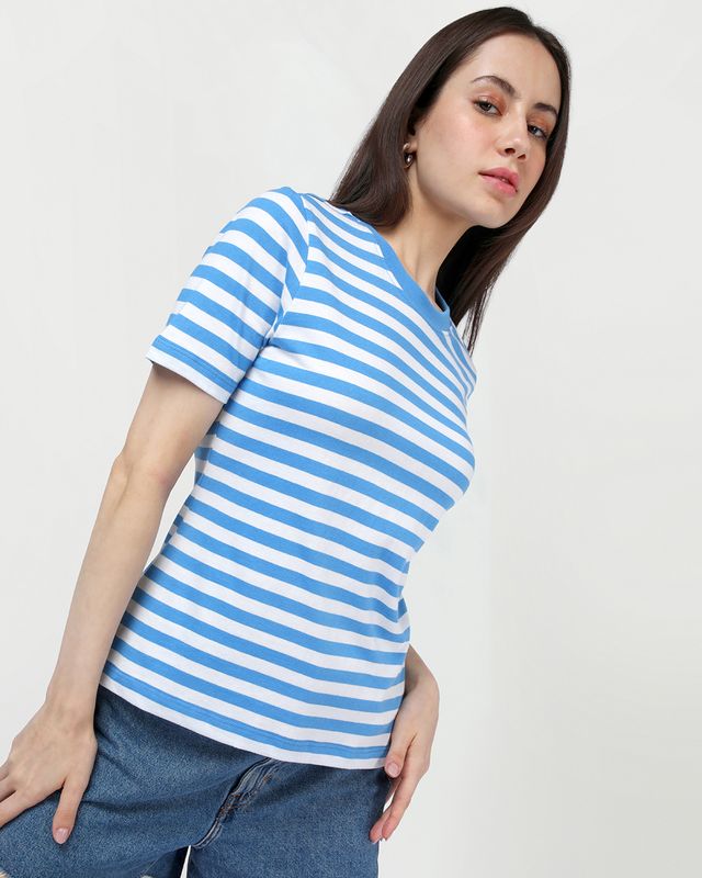 Women's Blue Striped T-shirt