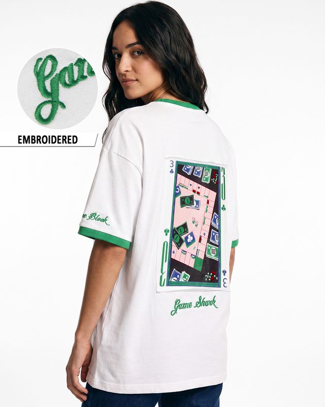 Women's White Embroidered Oversized T-shirt