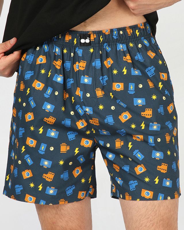 Men's Navy Blue All Over Printed Boxers