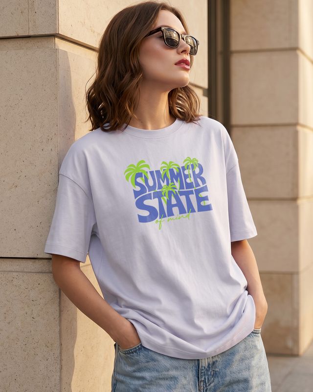 Women's Thistle Purple Summer State Typography Oversized T-shirt