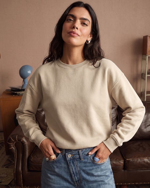 Women's Beige Oversized Sweatshirt