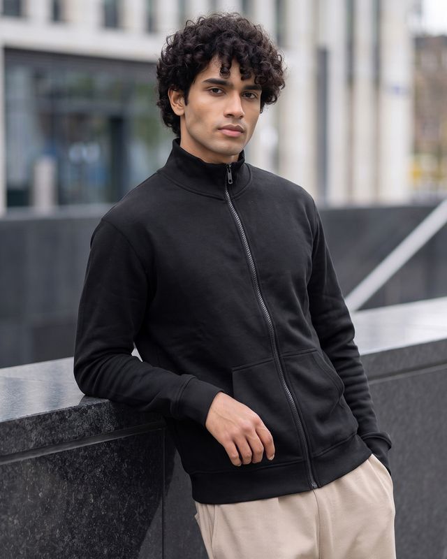 Men's Black Zipper Sweatshirt