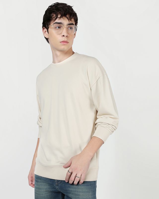 Men's Beige Oversized Sweatshirt