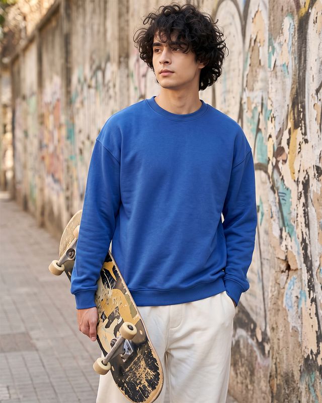 Men's Blue Oversized Sweatshirt