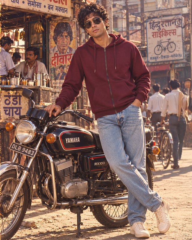 Men's Maroon Oversized Zipper Hoodies