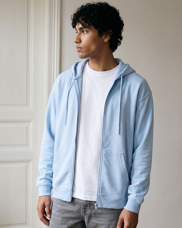 Men's Blue Oversized Zipper Hoodies