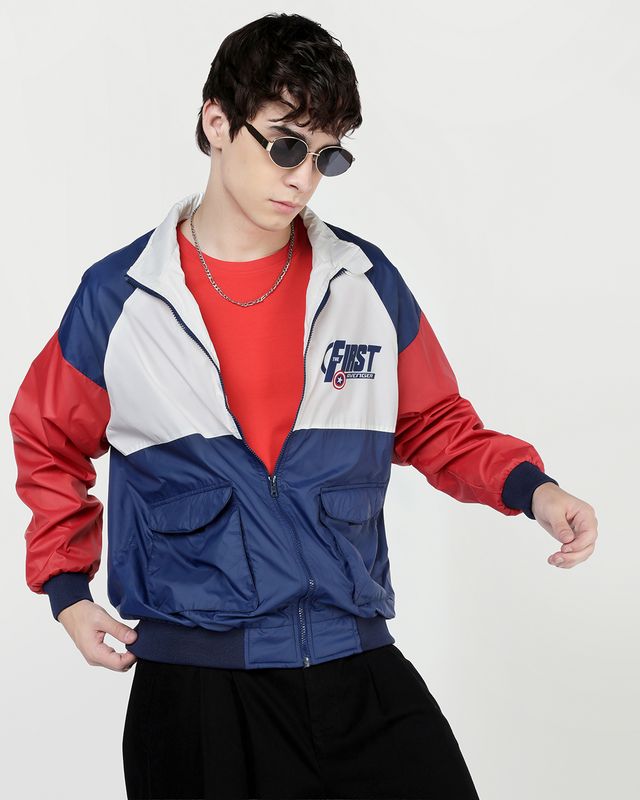 Men's Multicolor Color Block Oversized Windcheater Jacket