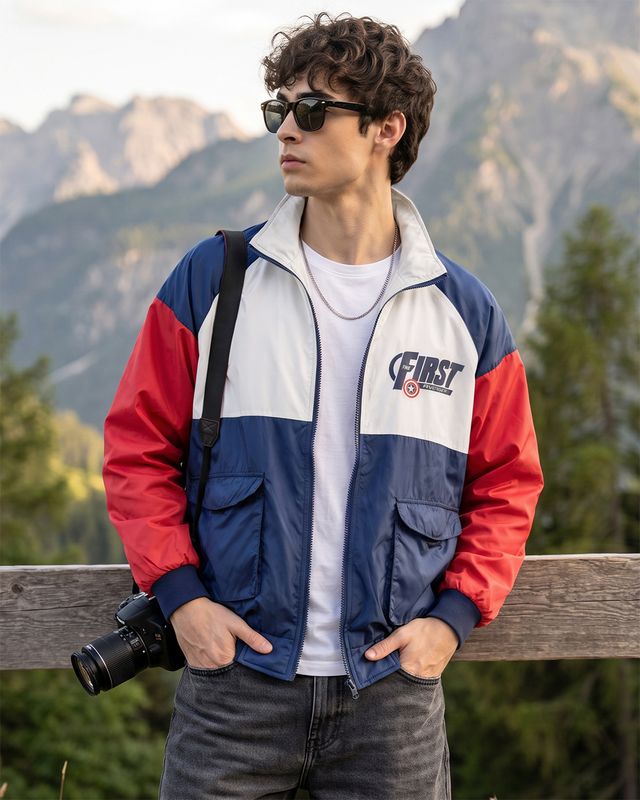 Men's Multicolor Color Block Oversized Windcheater Jacket