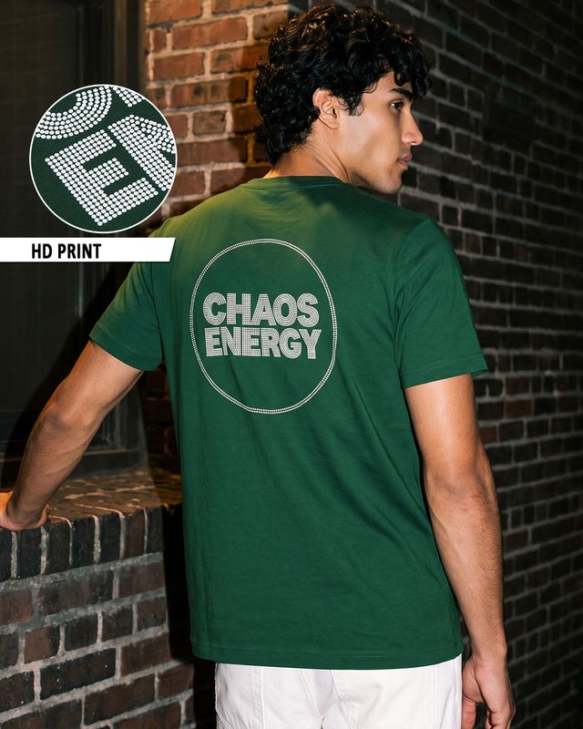 Men's Green Chaos Typography T-shirt