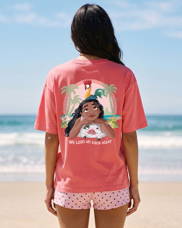 Women's Deep Sea Coral Pink Petmna Graphic Printed Oversized T-shirt