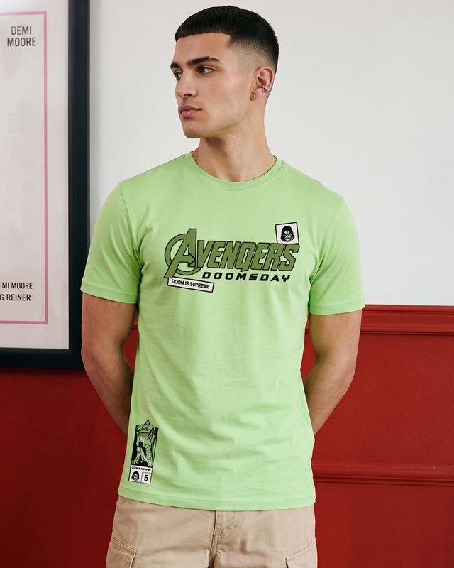 Men's Green Avengers Dooms Day Typography T-Shirt