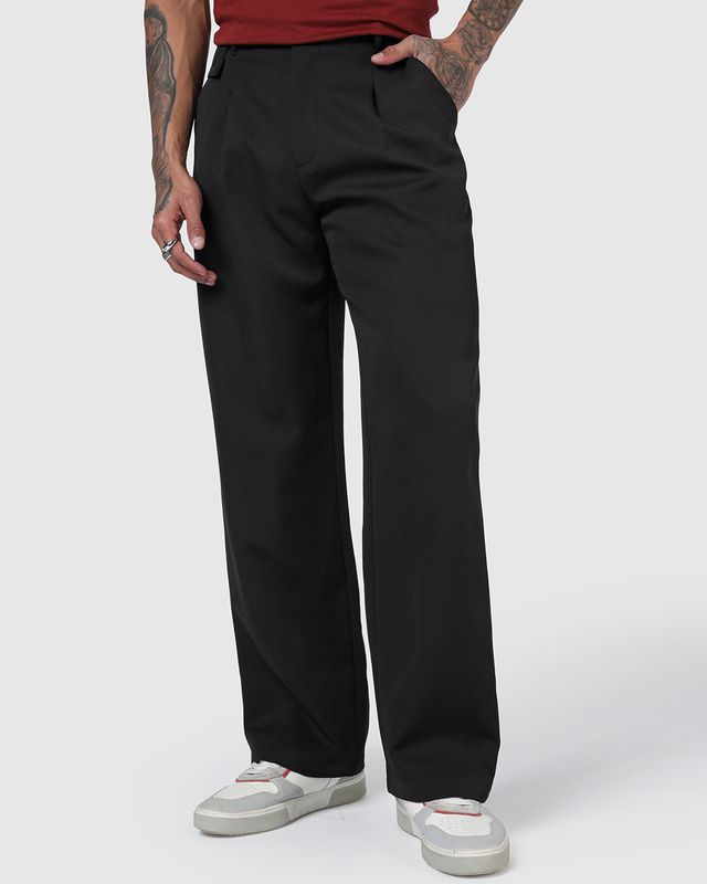 Men's Jet Black Loose Fit Korean Pants