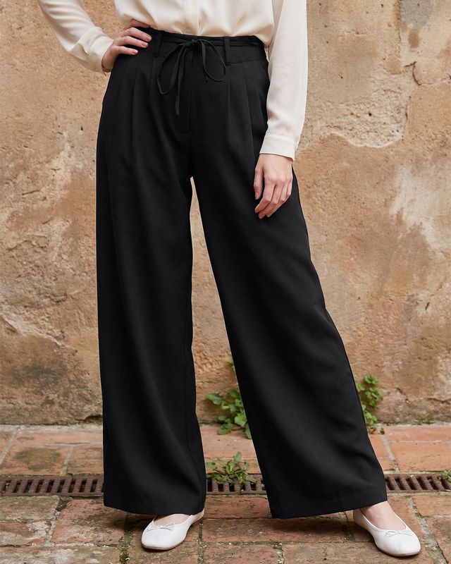 Women's Jet Black Korean Pants