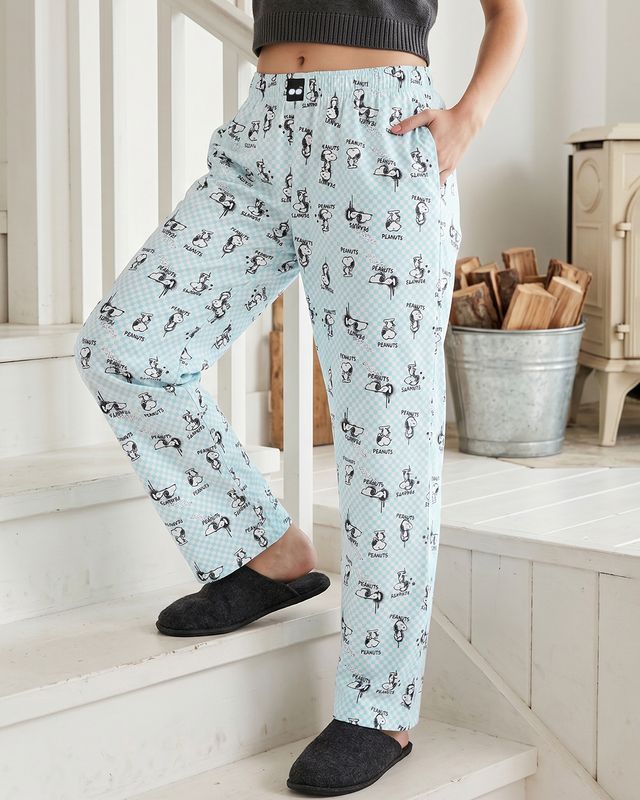 Women's Blue Snoopy All Over Printed Pyjamas