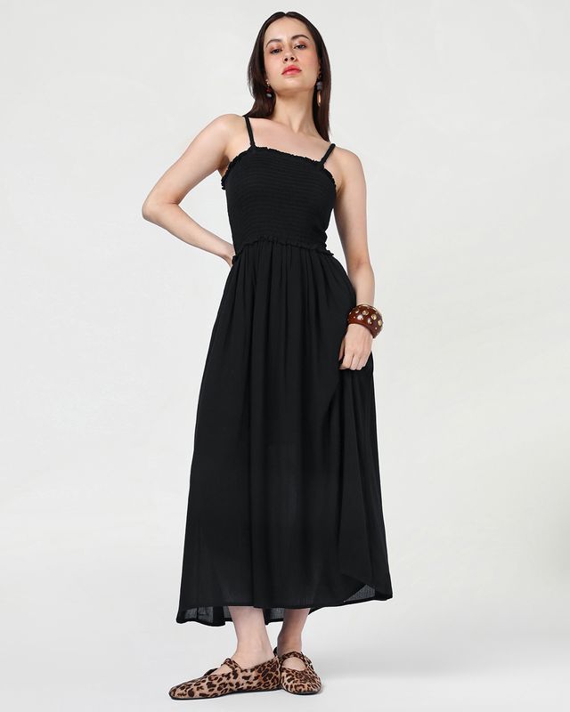Women's Black Flared Maxi Dress