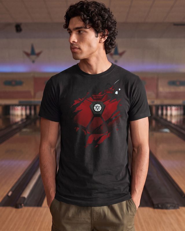 Men's Black Iron Man Of War Graphic Printed T-shirt