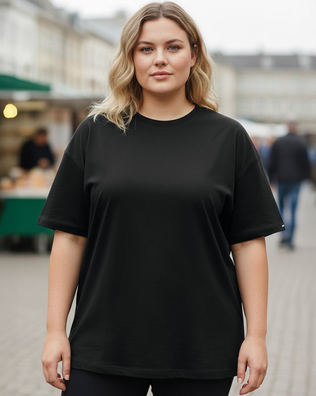 Women's Black Oversized Plus Size T-shirt