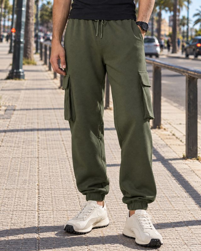 Men's Green Oversized Cargo Joggers