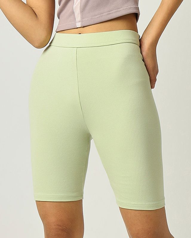 Women's Green Slim Fit Shorts