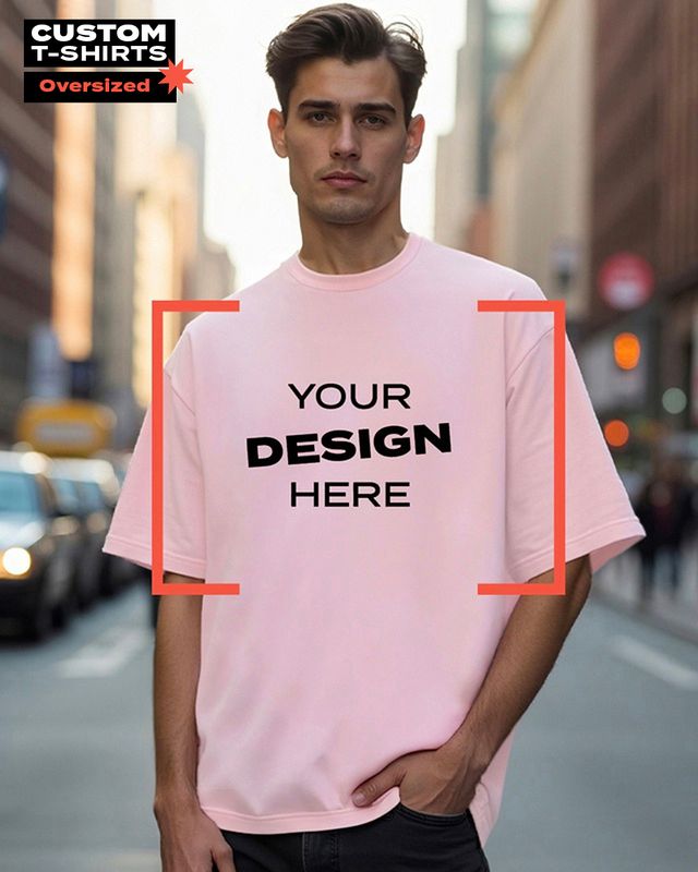 Men's Pink Customizable Oversized T-shirt