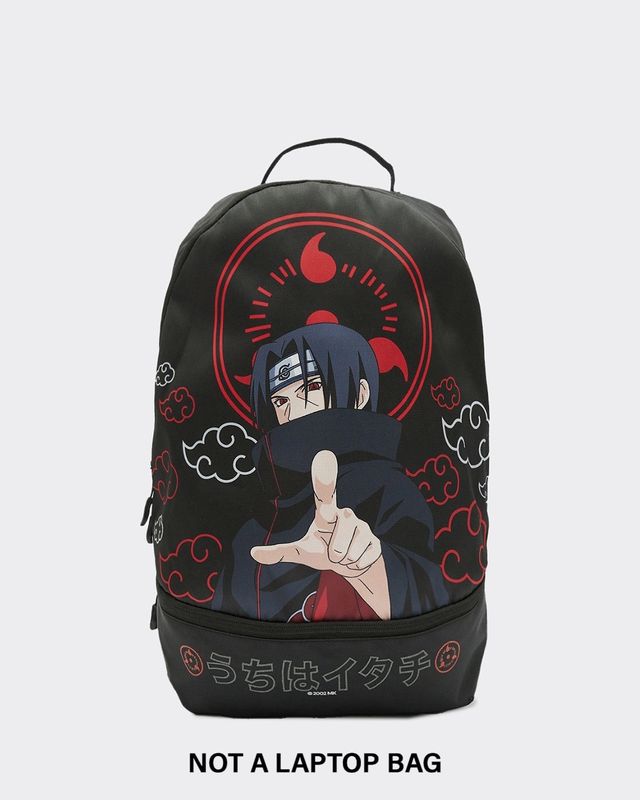 Unisex Black Itachi Peace Printed Small Backpack-Front Bewakoof Shop Unisex Black Itachi Peace Printed Small Backpack-Front