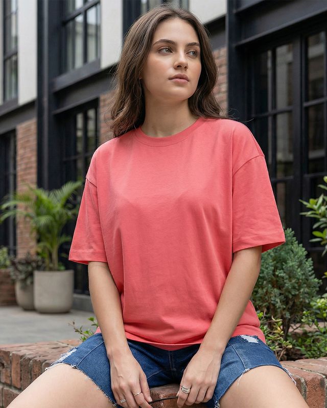 Women's Deep Sea Coral Oversized T-shirt
