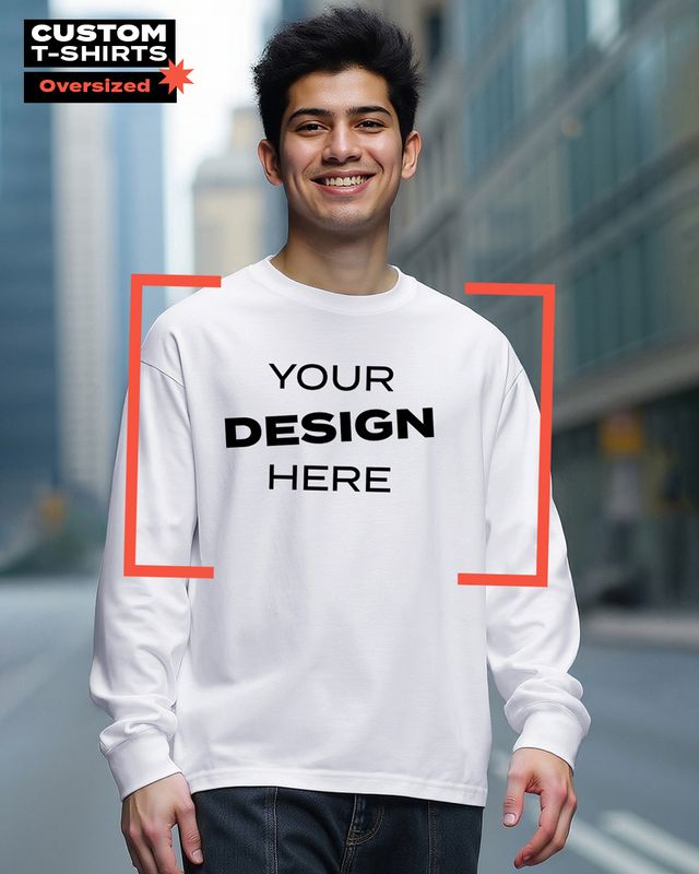 Men's White Customizable Oversized T-shirt