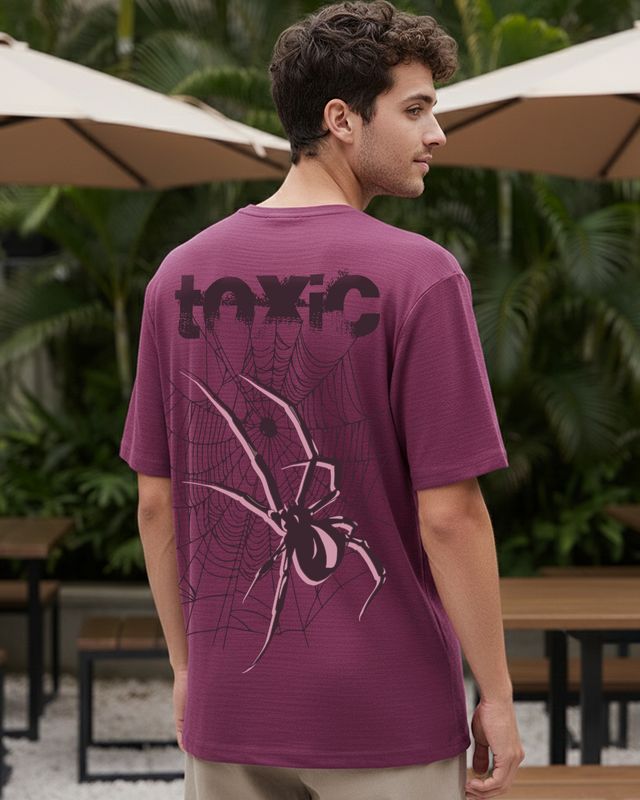 Shop Men's Violet Quartz Toxic Graphic Printed Oversized T-shirt-Front
