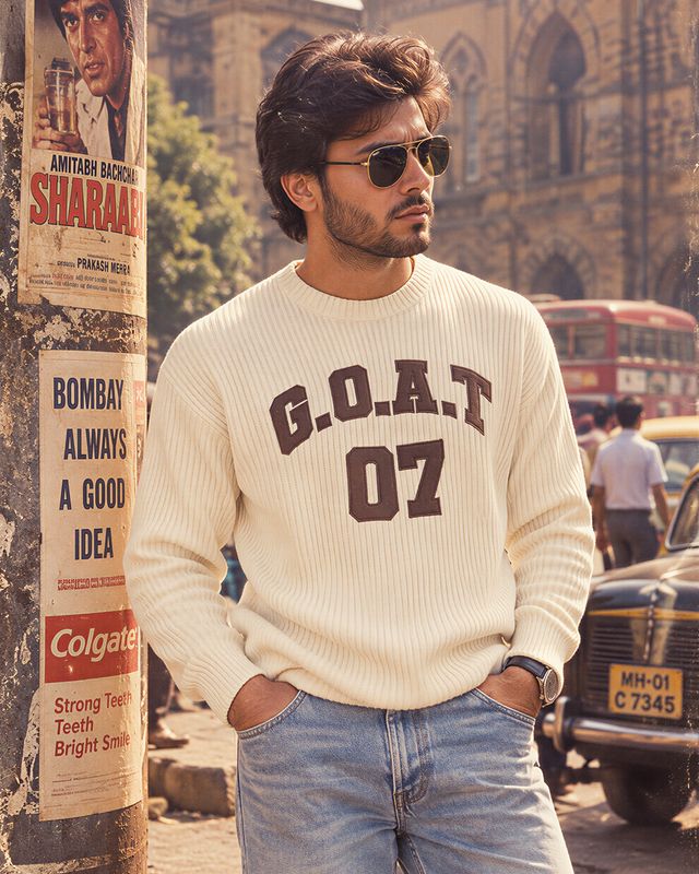 Men's Gardenia Typography Oversized Sweater