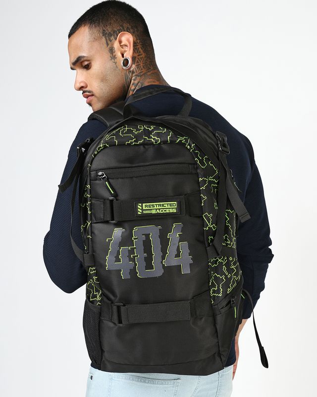 Unisex Black 404 Restricted Access Printed Travel Backpack