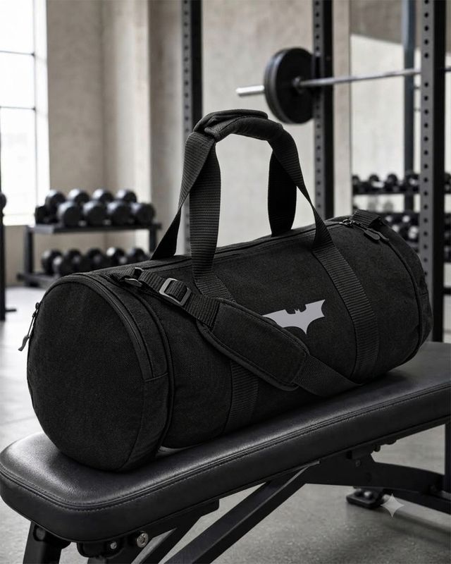 Unisex Black Batman Printed Duffel Bag