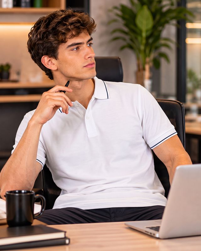 Men's White Polo T-shirt