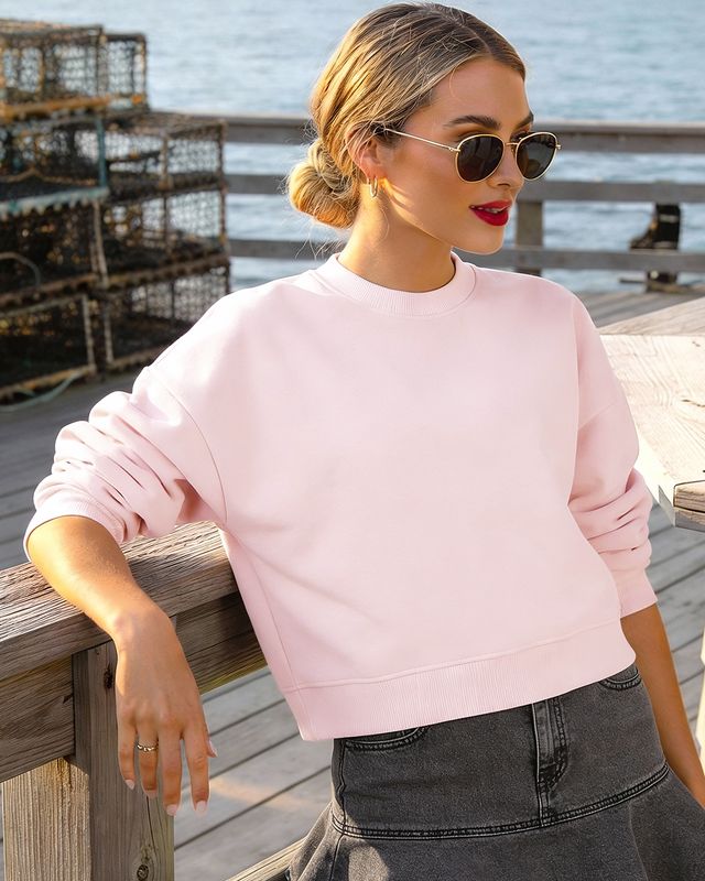 Women's Pink Oversized Crop Sweatshirt