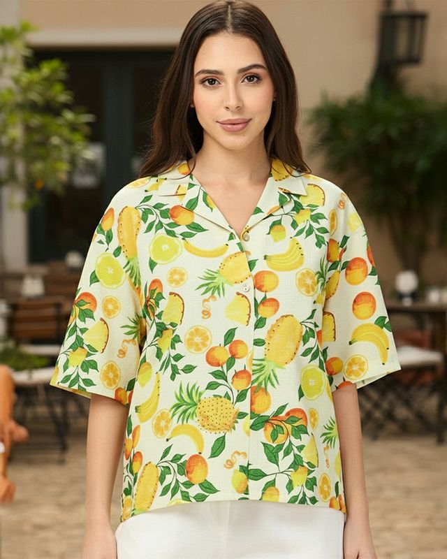 Women's Multicolor All Over Printed Oversized Shirt