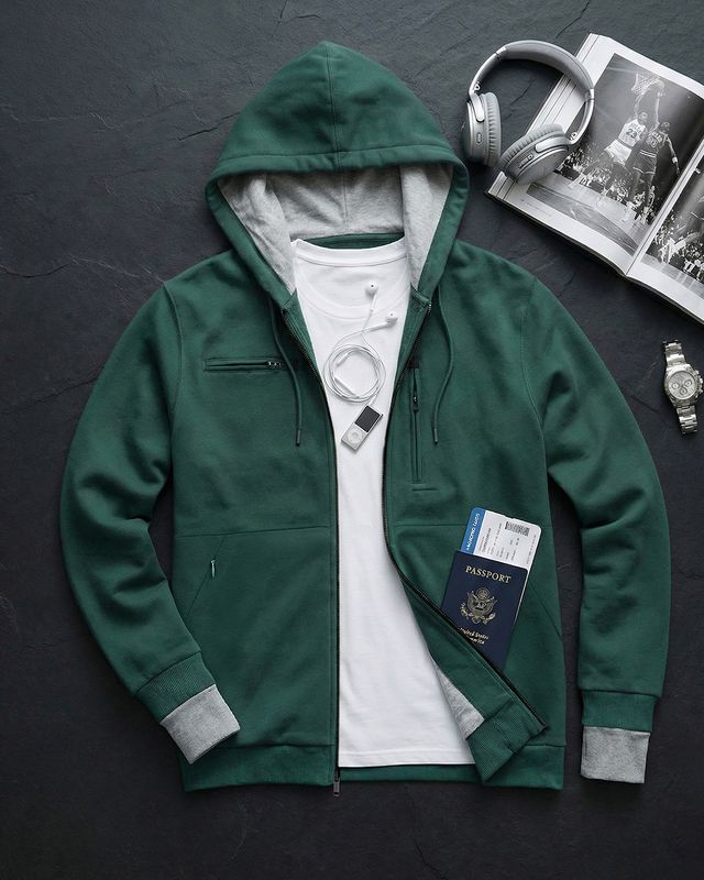 Men's Green Plus Size Airport Hoodie
