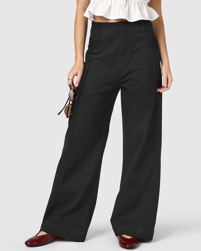 Women's Jet Black Wide Leg Jeans