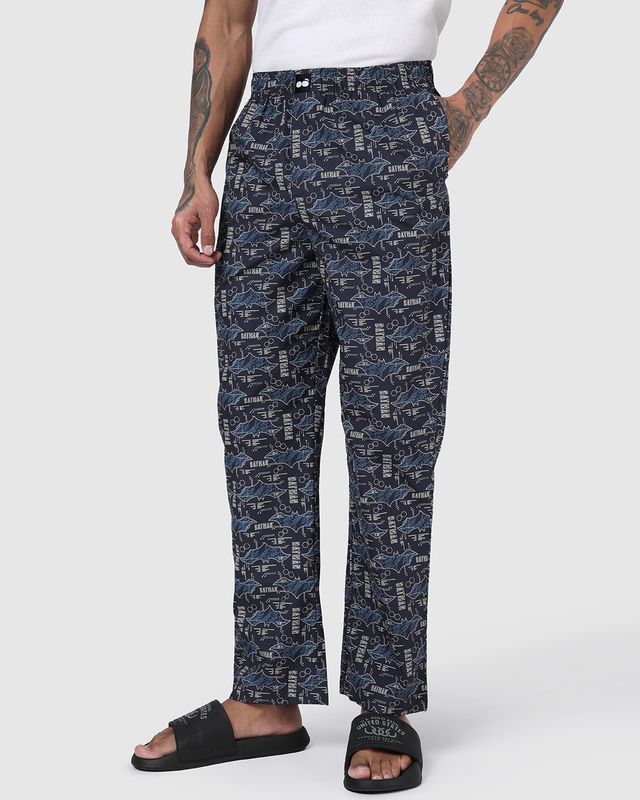 Men's Sky Captain Blue Batman All Over Printed Pyjamas