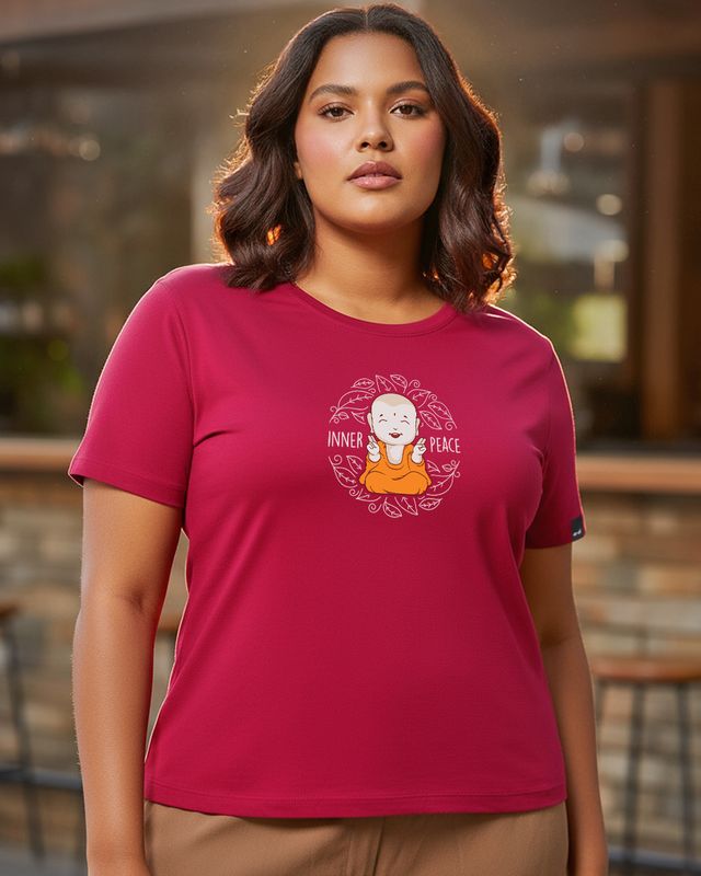 Women's Bold Red Inner Peace Graphic Printed Plus Size T-shirt