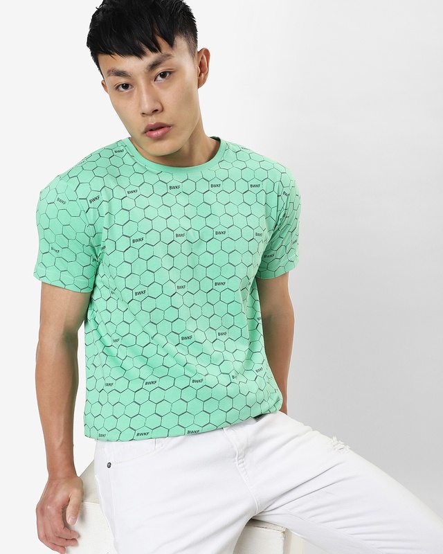 Shop Men's Green All Over Printed T-shirt-Front