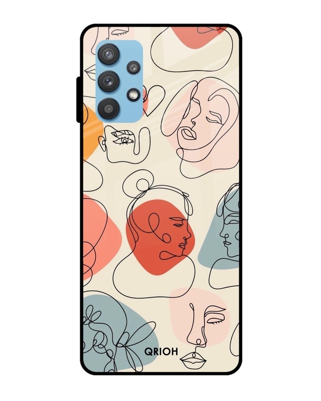 Shop Abstract Faces Printed Premium Glass Cover For  A52s 5G(Impact Resistant-Front