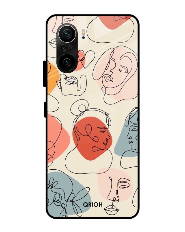Shop Abstract Faces Printed Premium Glass Cover For Mi 11X (Impact Resistant, Matte Finish)-Front