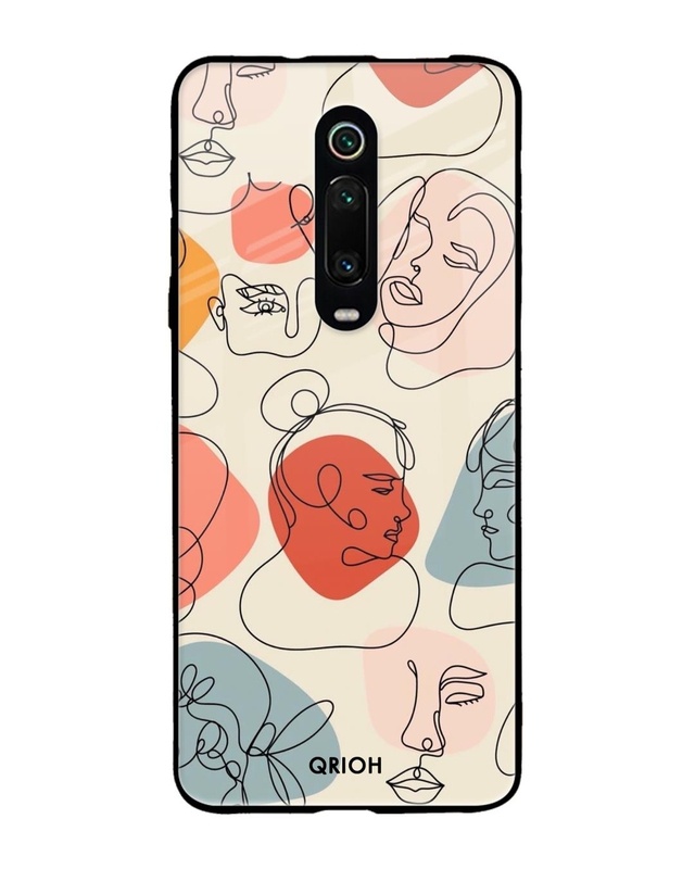 Shop Abstract Faces Printed Premium Glass Cover For Xiaomi Redmi K20 Pro (Impact Resistant, Matte Finish)-Front