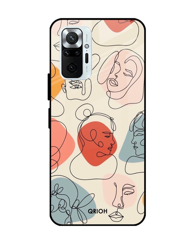 Shop Abstract Faces Printed Premium Glass Cover For Xiaomi Redmi Note 10 Pro (Matte Finish)-Front