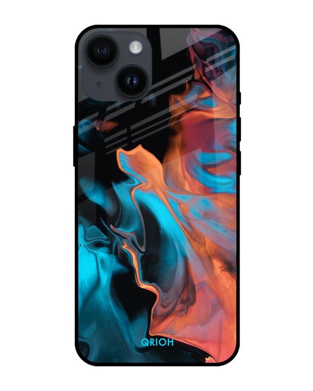 Shop Abstract Painting Printed Premium Glass Cover for Apple iPhone 14 (Shock Proof, Scratch Resistant)-Front